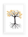 Autumn tree silhouette with his roots. Tree illustration with yellow leaves isolated on white background Royalty Free Stock Photo