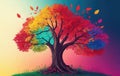 Autumn tree, single on a clean background