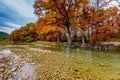 Autumn Trees on the Clear Gravely Frio River, Texas