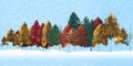 Autumn trees in full color are caught in an early and unexpected snowstorm Royalty Free Stock Photo