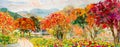 Autumn trees. Painting watercolor landscape Royalty Free Stock Photo