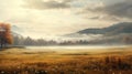 Beautiful Autumn Meadow With Mist: Uhd Image Of Rural Life