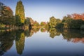 Autumn trees reflecting in a pont