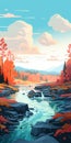 Autumn Trees By The River: Saturated Color Fields In 2d Game Art