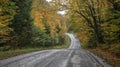 Autumn trees by rural road in Michigan upper peninsula Royalty Free Stock Photo