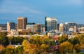 Autumn trees and the skyline of Boise Idaho