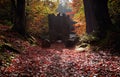 Autumn trees surrounding a Victorian Follie Castle Keep Royalty Free Stock Photo