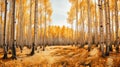 Colorized Monochromatic Forest With Yellow Aspen Trees Royalty Free Stock Photo