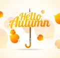 Autumn Umbrella Lettering Concept. Vector