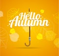 Autumn Umbrella Lettering Concept. Vector