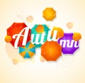 Autumn Umbrella Lettering Concept. Vector