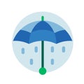 Autumn Umbrella with Rain Icon in Flat