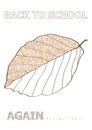 Autumn vector back to school concept with beech leaf sketch