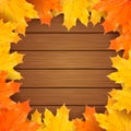 Autumn vector background with realistic maple leaves