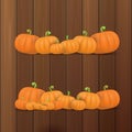 Autumn vector orange pumpkins border design template for banners and thanksgiving day backgrounds. Royalty Free Stock Photo