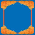 Autumn vector orange pumpkins border design template for banners and thanksgiving day backgrounds. Royalty Free Stock Photo