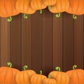 Autumn vector orange pumpkins border design template for banners and thanksgiving day backgrounds. Royalty Free Stock Photo