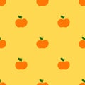 Autumn vector seamless pattern with red apples.