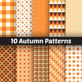 10 Autumn vector seamless patterns. Endless