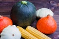 Autumn Vegetables on Wooden Table. Organic Food Background Royalty Free Stock Photo