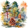 autumn vibe pine tree illustration