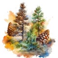 autumn vibe pine tree pine nut illustration