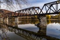 Abandoned & Collapsing Coxton Railroad Bridge - Susquehanna River - Luzerne County, Pennsylvania Royalty Free Stock Photo