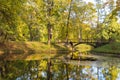 Autumn view of the bridge in Aleksandrovsk park Royalty Free Stock Photo