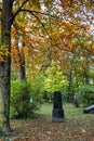 Autumn view of famous Old North Cemetery of Munich, Germany with historic gravestones