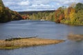 Autumn view of the Farmington River in Collinsville, Connecticut Royalty Free Stock Photo