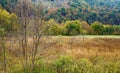 Autumn View of a Field in the Blue Ridge Mountains located in Virginia, USA. Royalty Free Stock Photo