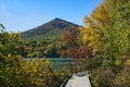 Autumn View of a Handicap Accessible Boardwalk by Otter Lake Royalty Free Stock Photo