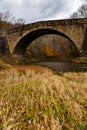 Historic Casselman Stone Arch Bridge - Autumn Splendor - Garrett County, Maryland Royalty Free Stock Photo