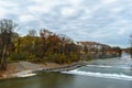 Autumn view with Isar river in Munich, Germany Royalty Free Stock Photo