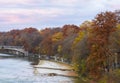 Autumn view with Isar river in Munich, Germany Royalty Free Stock Photo