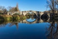 Autumn view of Kadin most - a 15th-century stone arch bridge over the Struma River at Nevestino, Bulgaria Royalty Free Stock Photo