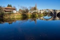 Autumn view of Kadin most - a 15th-century stone arch bridge over the Struma River at Nevestino, Bulgaria Royalty Free Stock Photo