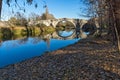 Autumn view of Kadin most - a 15th-century stone arch bridge over the Struma River at Nevestino, Bulgaria Royalty Free Stock Photo