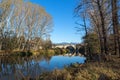 Autumn view of Kadin most - a 15th-century stone arch bridge over the Struma River at Nevestino, Bulgaria Royalty Free Stock Photo