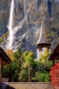 Lauterbrunnen waterfall, Staubbach, Switzerland Royalty Free Stock Photo