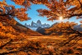 The autumn view of the Monte Fitz Roy Royalty Free Stock Photo