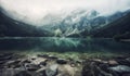 Autumn view of Morskie Oko lake, Zakopane in Poland Royalty Free Stock Photo