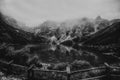 Autumn view of Morskie Oko lake, Zakopane in Poland, dark black Royalty Free Stock Photo