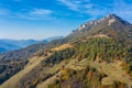 Autumn view of a mountain meadows and forests