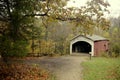 Autumn view of the Narrows Covered Bridge at a park in Indiana, United States Royalty Free Stock Photo