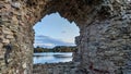 Autumn View Old Koknese Castle Ruins and River Daugava Located in Koknese Latvia. Royalty Free Stock Photo