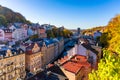 Autumn view of old town of Karlovy Vary Carlsbad, Czech Republic, Europe Royalty Free Stock Photo