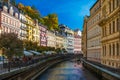 Autumn view of old town of Karlovy Vary (Carlsbad), Czech Republic, Europe. Royalty Free Stock Photo