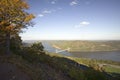 Autumn view overlook at 1300 feet of Bear Mountain Bridge and Hudson Valley and River at Bear Mountain State Park, New York