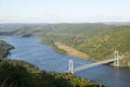 Autumn view overlook at 1300 feet of Bear Mountain Bridge and Hudson Valley and River at Bear Mountain State Park, New York